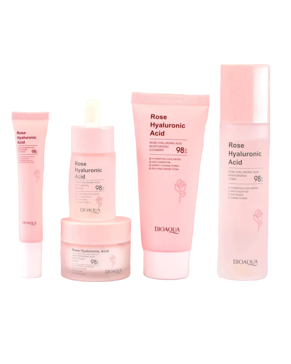 Kit Aclarante y Minimizador de Poros Bioaqua Rosa Hialurónico (x5)