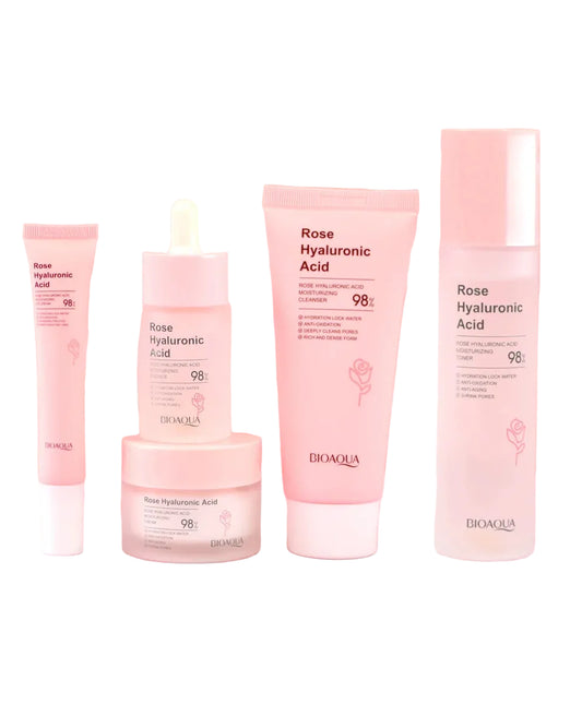 Kit Aclarante y Minimizador de Poros Bioaqua Rosa Hialurónico (x5)